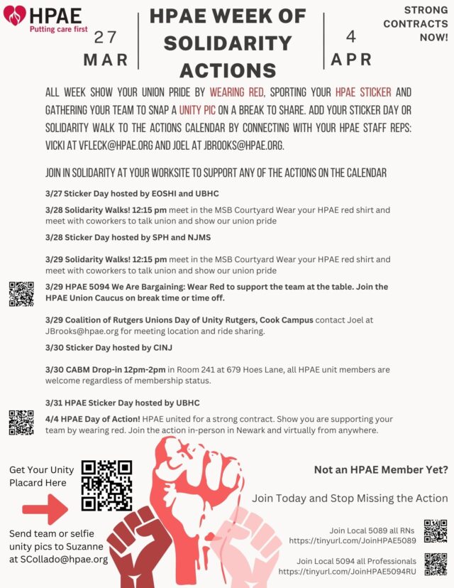 Solidarity Week Begins Monday, HPAE to Pres Holloway: Settle Our Contracts Now!